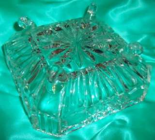 1967 Lead Crystal 2 pc ORNATE CANDY DISH Star Sunflower  