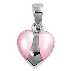  Heart Shaped Stone Pendant with Pink Mother Of Pearl and 