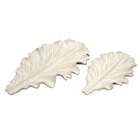 CC Home Furnishings Set of 2 Snow White Falling Leaf Shaped Serving 