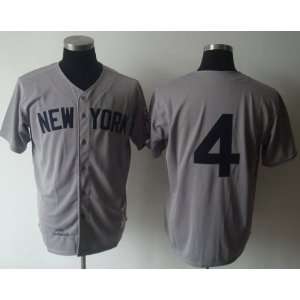    Yankees #4 Lou Gehrig Grey Throwback Jersey
