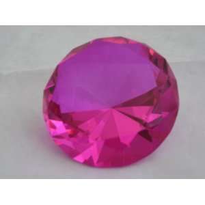 Hot Pink Glass Diamond Shaped Paperweight 3.15 INCHES (80 