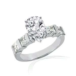 30 Ct Pear Shaped Diamond Engagement Ring Bar Set CUTVERY GOOD 14K 