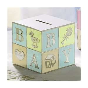  Heirloom Baby   Silver Plated Block Bank (Blue) Baby