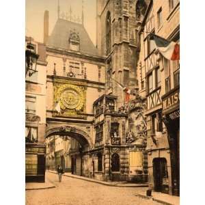  Vintage Travel Poster   The great clock Rouen France 24 X 