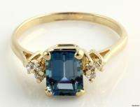 London Blue TOPAZ RING   2.4ct Emerald Cut Solitaire 14k Yellow Gold 
