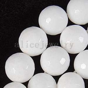 10mm White Jade Round Faceted Loose Bead 15 LS0292  
