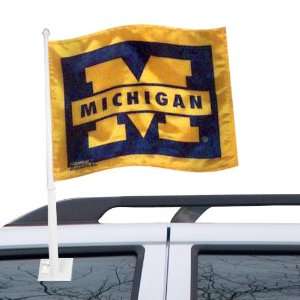  Michigan Wolverines Navy Car Flag W/Maize Border Sports 