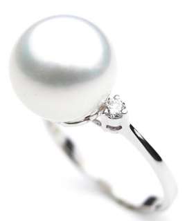 12MM AUSTRALIAN SOUTHSEA WHITE PEARL RING DIAMOND $3199  
