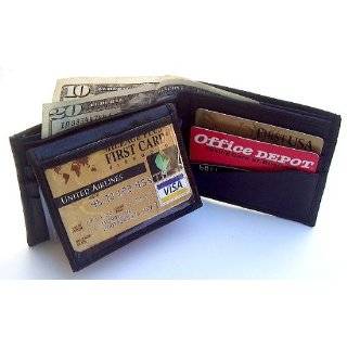   Design Genuine Leather Bi Fold Mens Wallet Card Picture Pockets Black