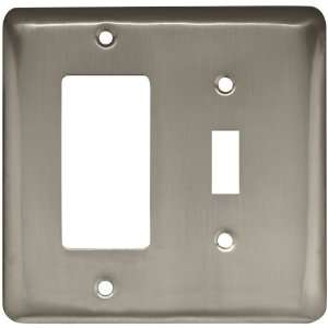 BRAINERD 64369 Stamped Round Single Switch/Decorator wall Plate, Satin 