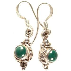 Malachite Earrings   Sterling Silver