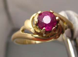 Solitaire Natural RED Pink Ruby Ladies Ring 14k Gold  