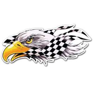 Eagle Bird Head Racing Flag Car Bumper Sticker Decal 7x3