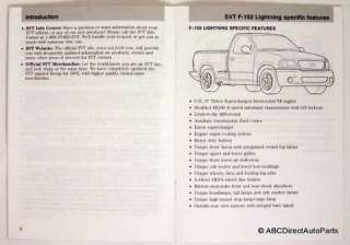 2002 Ford SVT F150 Lightning Owners Manual Supplement  