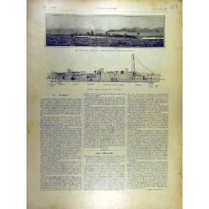  1895 Torpedo Ship Forban Havre Plan Diagram Print