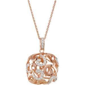 14K Rose Gold Plated Cubic Zirconia Necklace With 2 Extender 