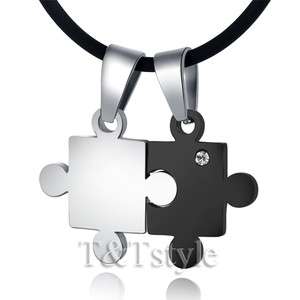   Stainless Steel Puzzle Pendant Necklace For Couple Two Chain (NP123