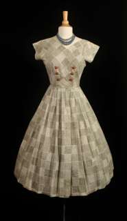 vintage 1940s 50s crosshatch day dress