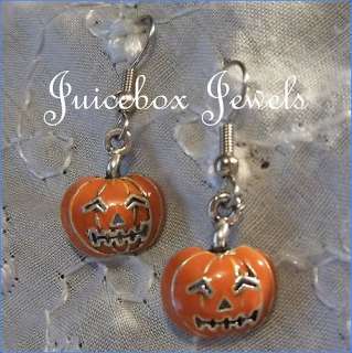 Pair Halloween Pumpkin Charm Silver Plate Post Earrings(B572 