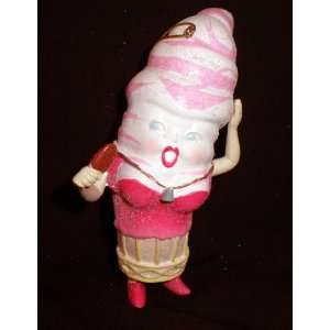  5 Strawberrry Swirl Ice Cream Cone Diva Glitter Christmas 