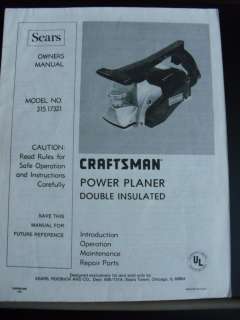  CRAFTSMAN POWER PLANER MODEL #315.17321  