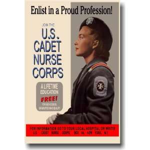     US Cadet Nurse Corp   Vintage Reprint Poster