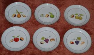 Crate & Barrel 6pc set of snack plates Fruit Fromage by NANCY GREEN 