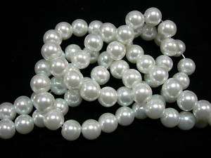 White 8mm Glass Pearls beads WOW 30 strand  