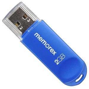 Memorex Mini TravelDrive 2GB USB 2.0 Flash Drive (Blue 