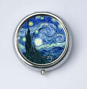 Starry Night Pill case box holder fine art painting DIY moon blue 
