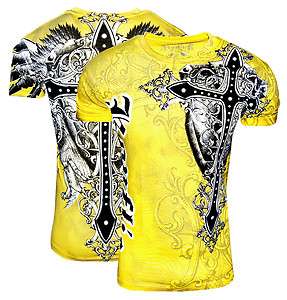   Cross Yellow Graphic Designer Tshirt MMA Tee UFC Club Tattoo GOD
