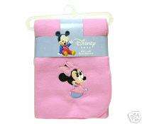 Baby Minnie Mouse Soft Pink Fleece Blanket 31x35 NIP  