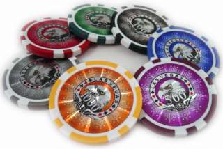 500 CLAY 14g SILVER EAGLE CASINO POKER CHIPS CASE 628  
