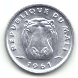  1961 Mali 5 Francs Coin KM#2 