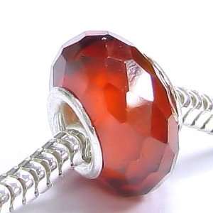 Birthstone July Sterling Silver Red Cz Stone Bead For Pandora Troll 