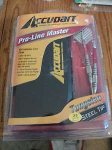 Accudart Pro Line Master Tungsten Steel Tip Darts with Dart Case 25 