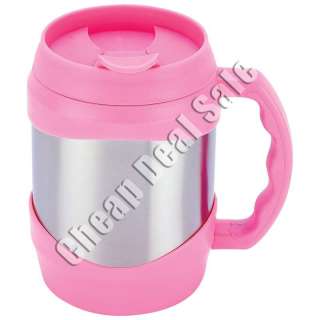   Stainless Steel Large Big Oversized Huge Pink Coffee Travel Cup New