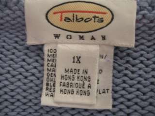   Plus Size Blue Short Sleeve Pull Over Crew Neck Sweater 1x  