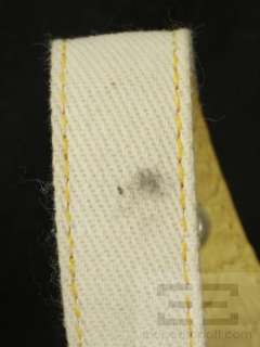 Fendi White Denim Canvas & Yellow Snakeskin Baguette Bag  