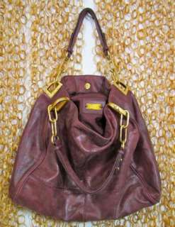 BADGLEY MISCHKA Gorgeous Buttery Soft Plum Purple Leather Large Hobo 