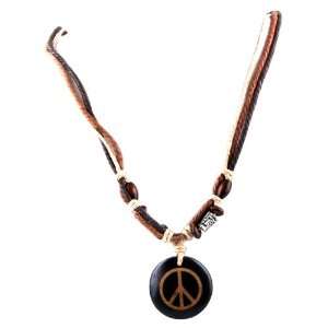  Tri Color Cord Necklace with Peace Sign Pendant Jewelry