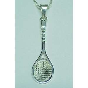   Silver Large Tennis Racquet Charm (Brand New)