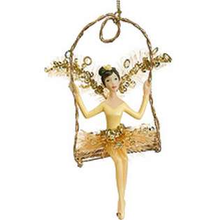   Garden Ballerina Fairy on Swing Christmas Ornaments 