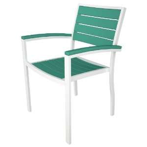  Polywood Euro Arm Chair in White / Aruba Patio, Lawn 
