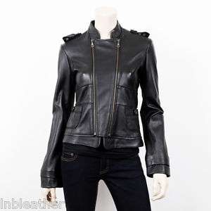 FINAL SALE  Womens Double Zip Slim Leather Jacket   S  