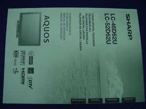 Sharp Aquos LCD TV Users Manual LC 46D62U LC 52D62U  