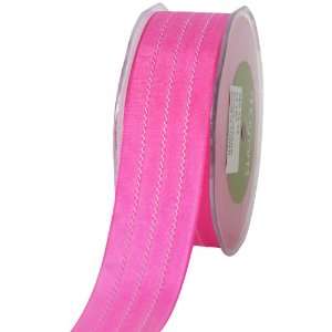 Arts 1 1/2 Inch Wide Ribbon, Hot Pink Solid with White Stitches Arts 