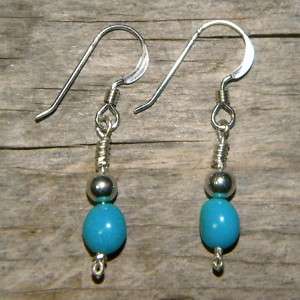 Silver Sleeping Beauty Turquoise Handcrafted Earrings  