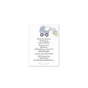  Blue Baby Carriage Baby Invitations Baby