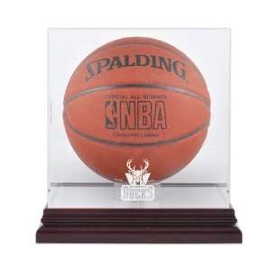  Milwaukee Bucks Mahogany Logo Basketball Display Case and 